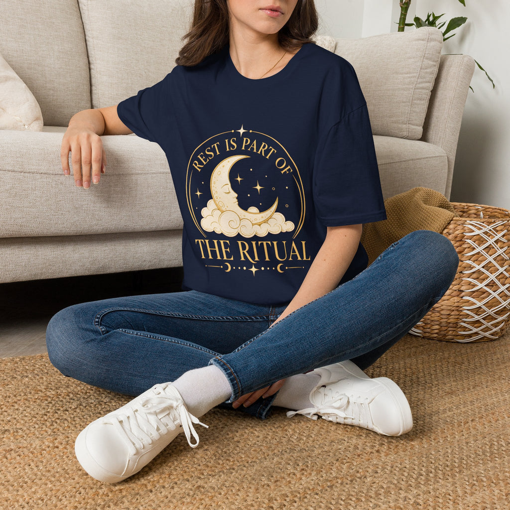Rest Is Part of the Ritual moon graphic T-shirt in black