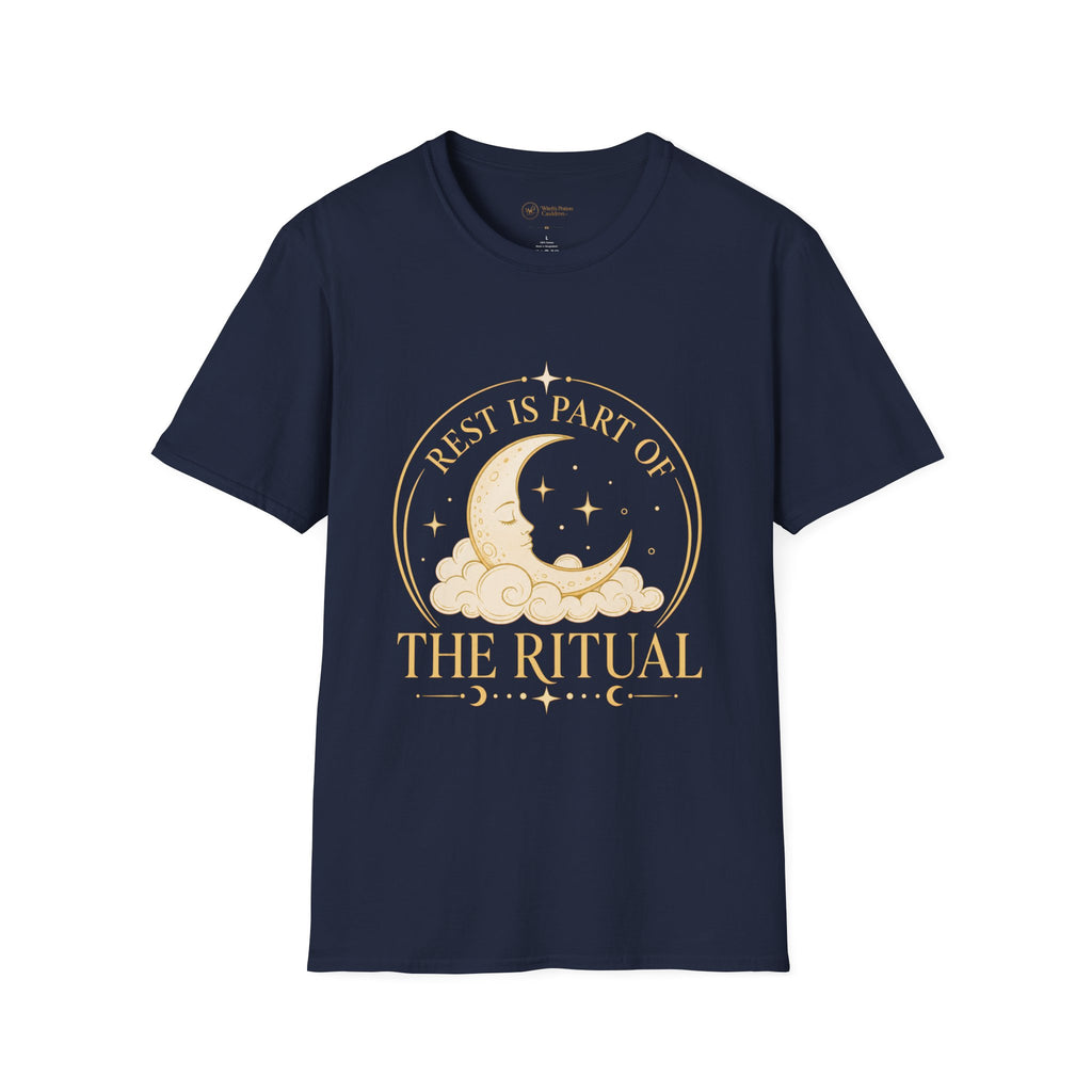 Navy unisex T-shirt with vintage celestial graphic