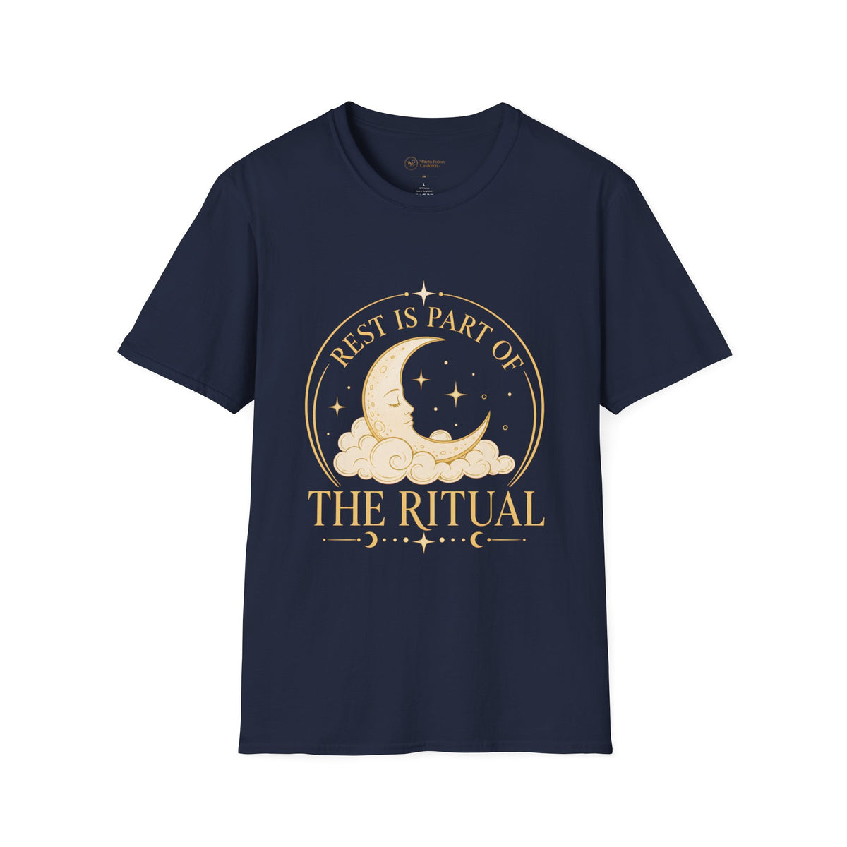 Navy unisex T-shirt with vintage celestial graphic