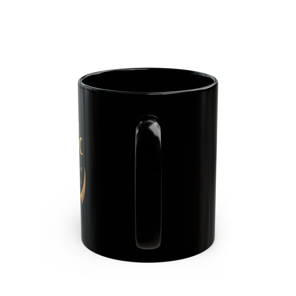 Tivis Crescent Moon Black Mug | Celestial Cat 11 oz Cup