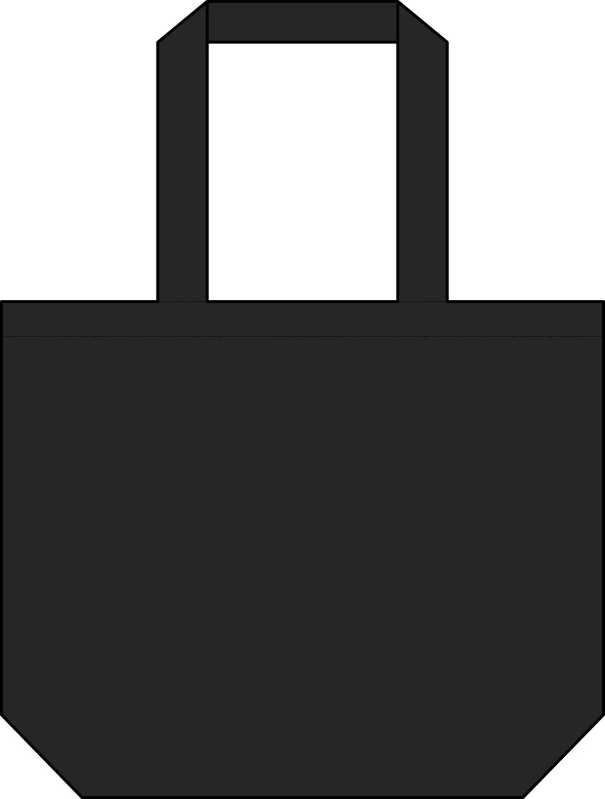 Back view of the plain black Tivis celestial cat shoulder tote with reinforced straps and gusseted base
