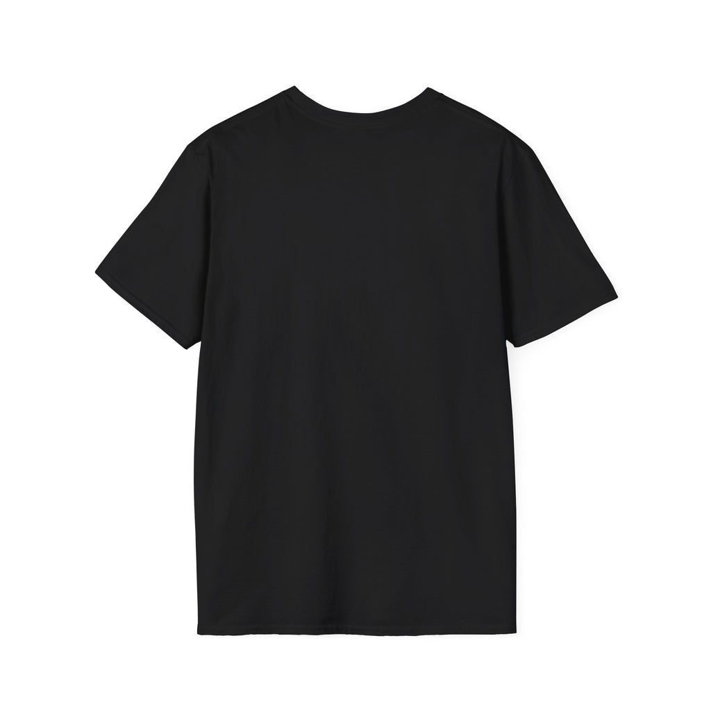 Black moon graphic T-shirt shown from an alternate angle