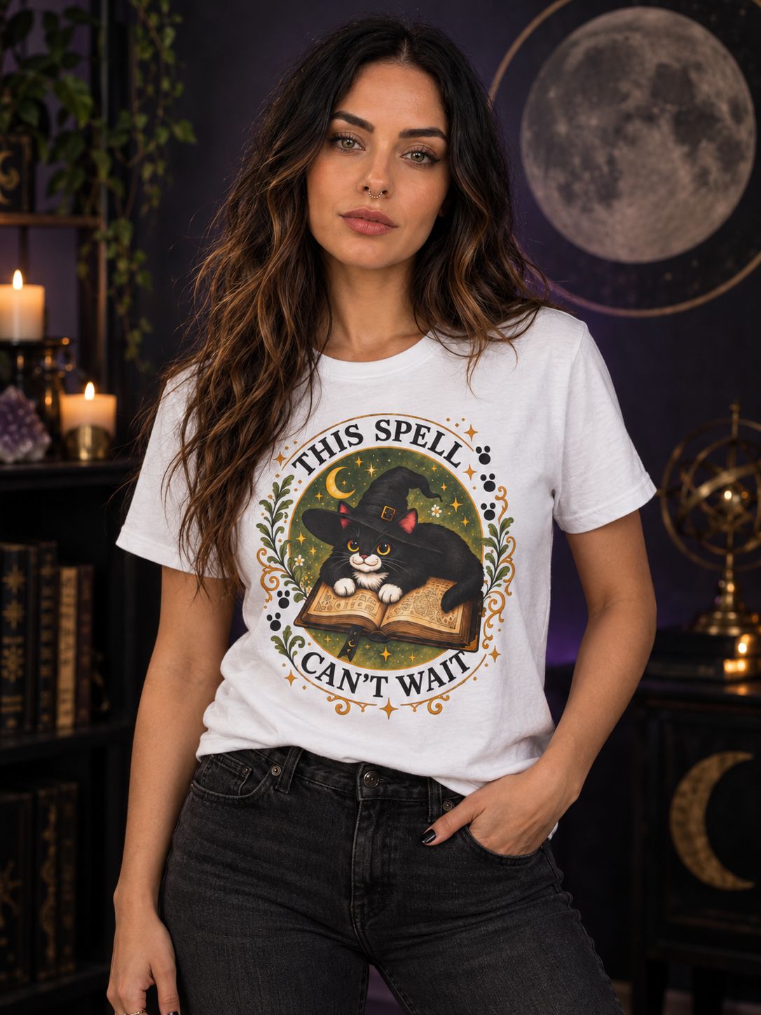 This Spell Can't Wait Tivis T-Shirt | Witchy Cat Tee
