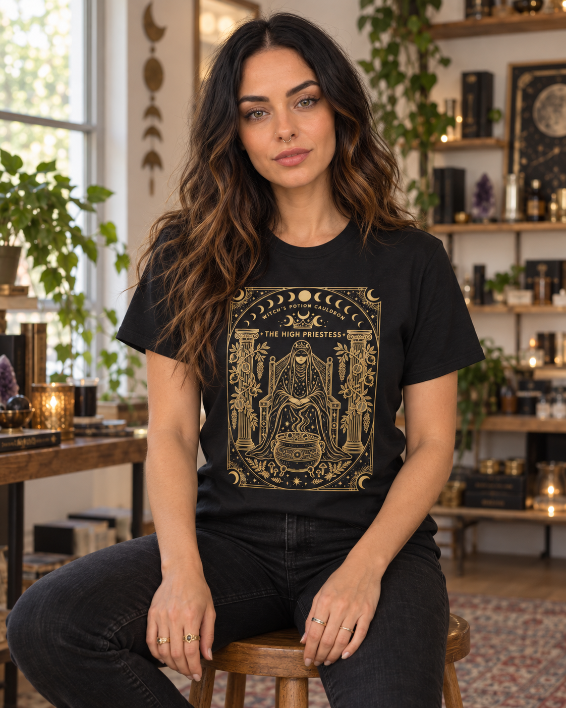 The High Priestess | Moon Phase Tarot T-Shirt