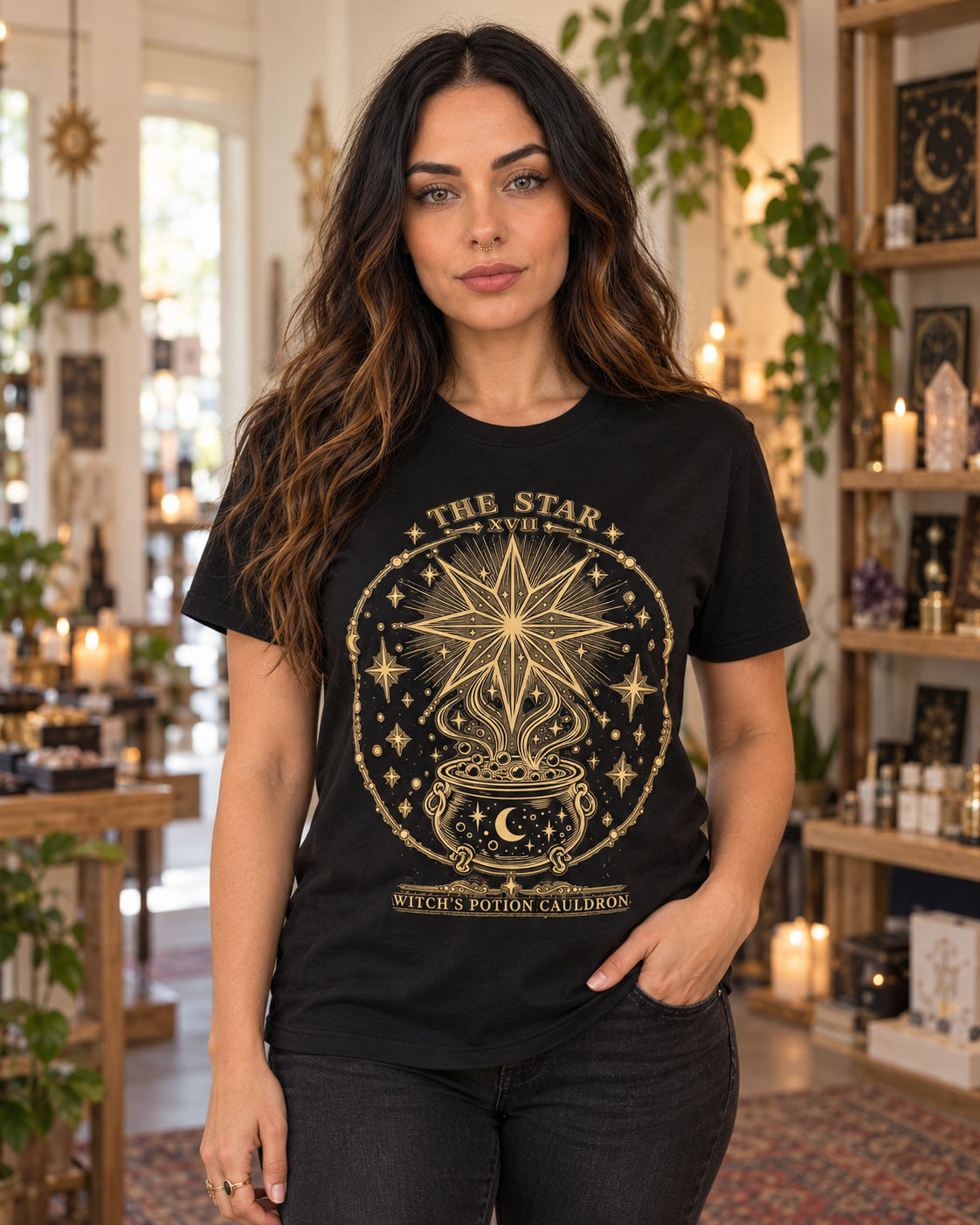 The Star XVII | Celestial Medallion Tarot T-Shirt