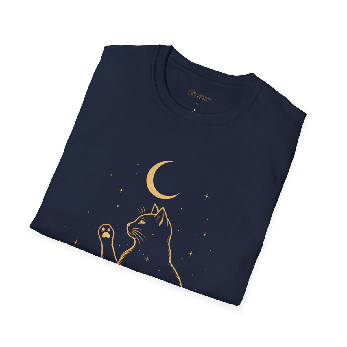 Tivis Under the Crescent Moon | Celestial Cat T-Shirt