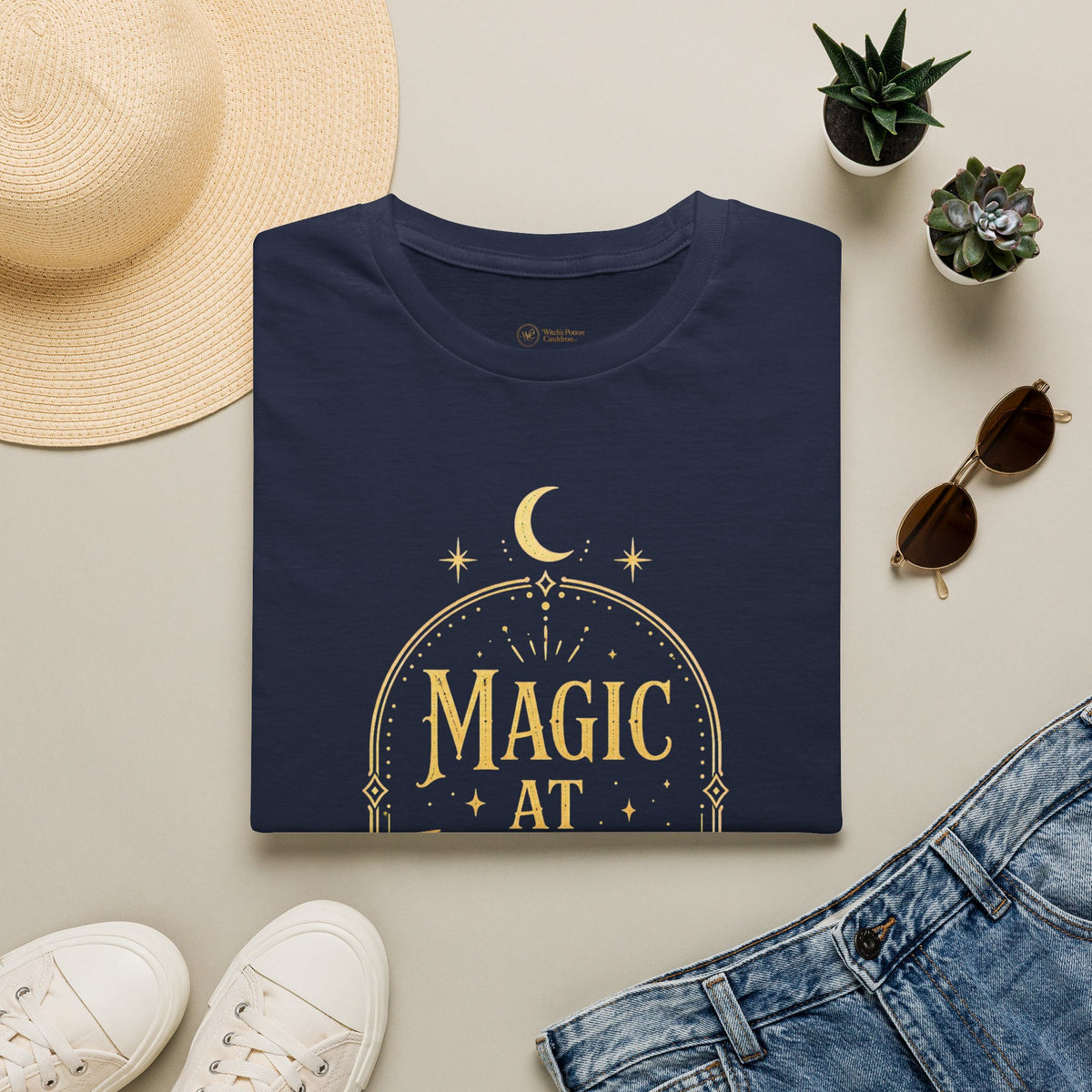 Magic at Work celestial graphic T-shirt in black