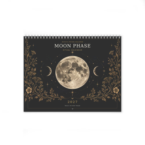 2027 Moon Phase Ritual Calendar open to a spacious monthly grid