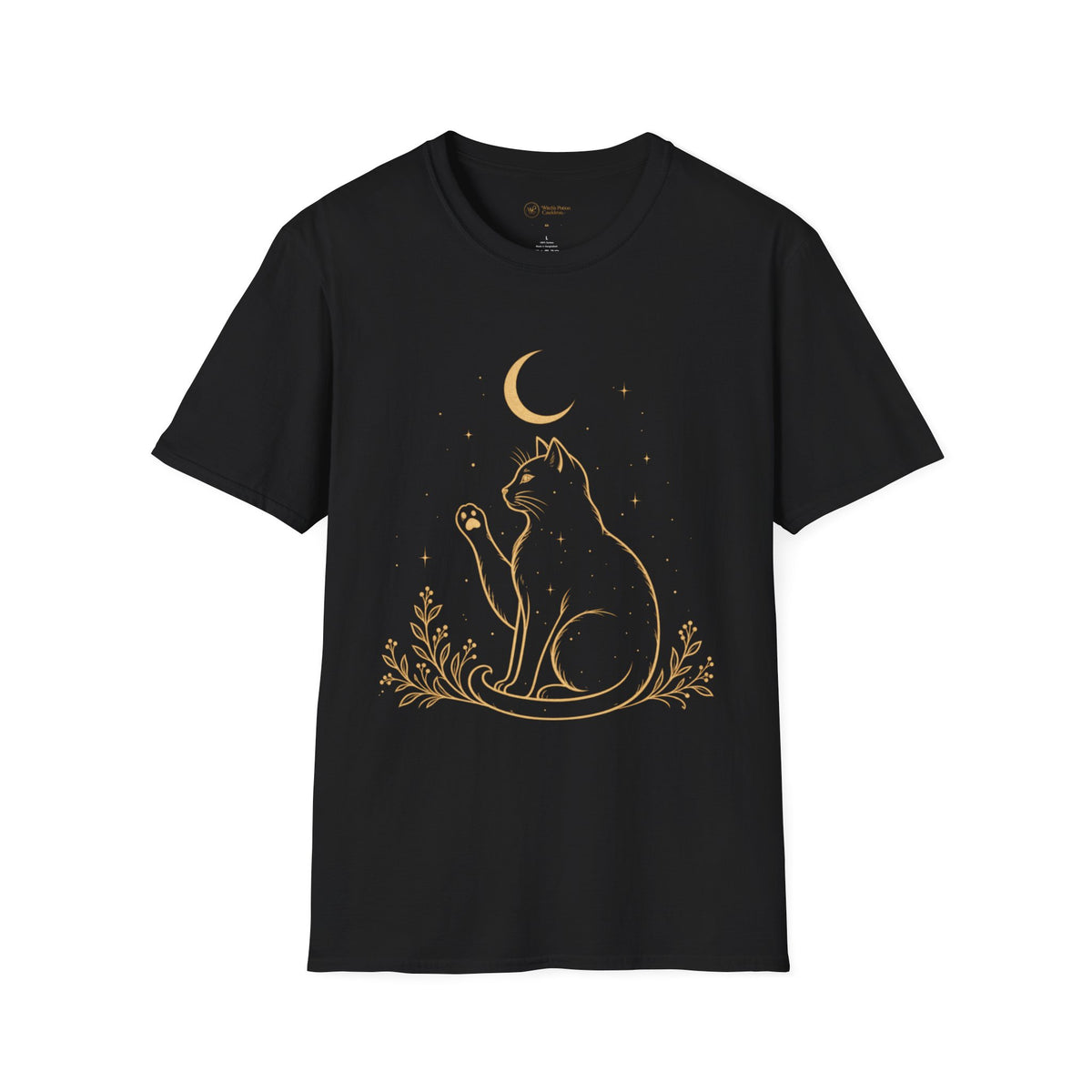Tivis Under the Crescent Moon | Celestial Cat T-Shirt