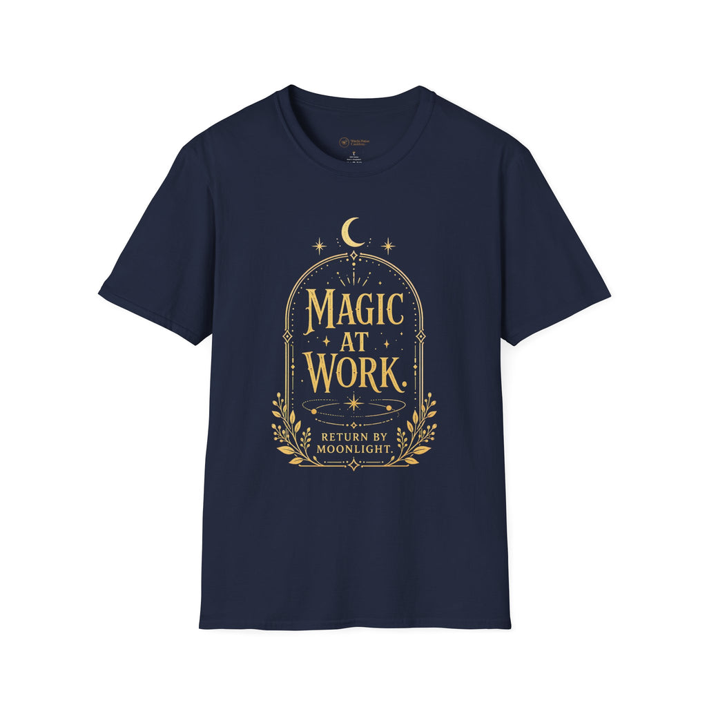 Close view of the Magic at Work T-shirt print