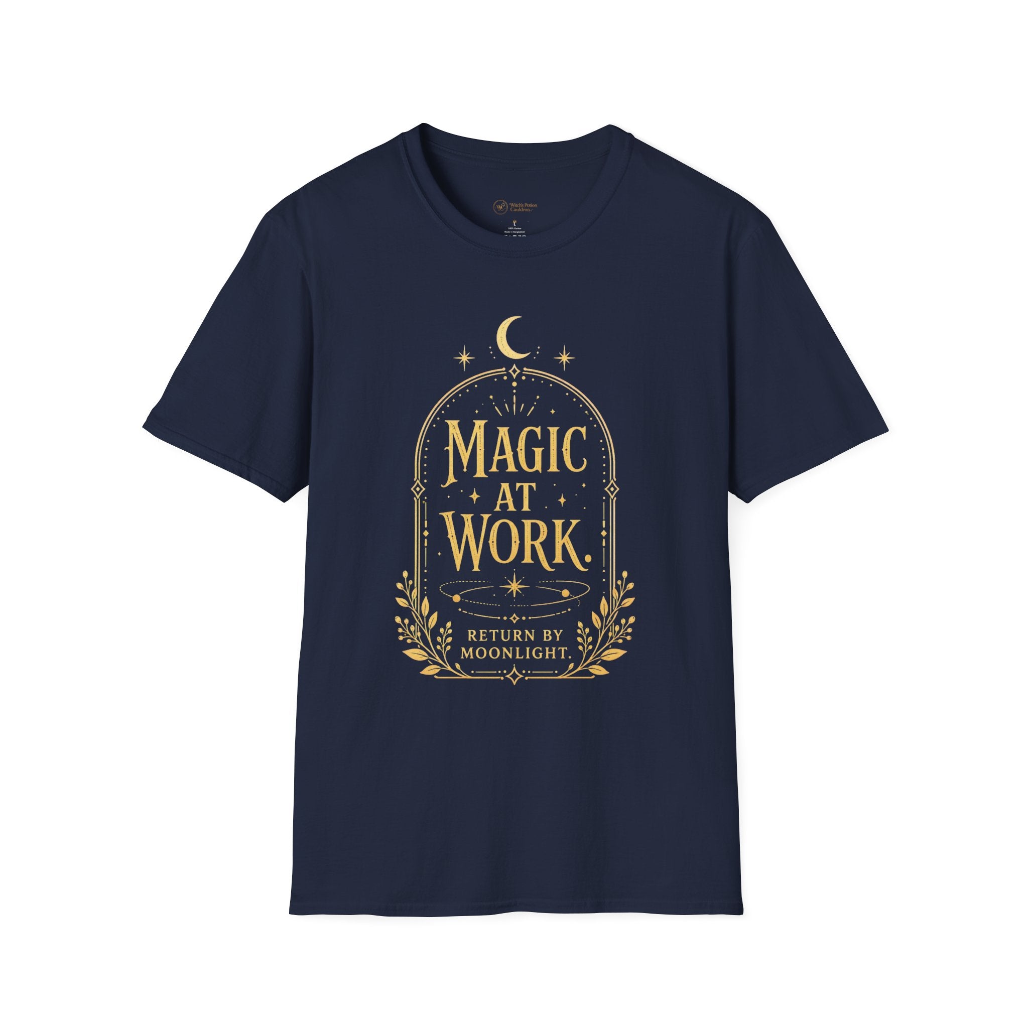 Close view of the Magic at Work T-shirt print