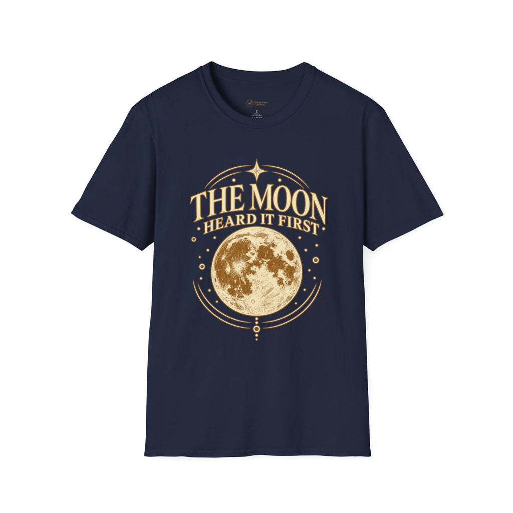 Black unisex T-shirt with full moon artwork
