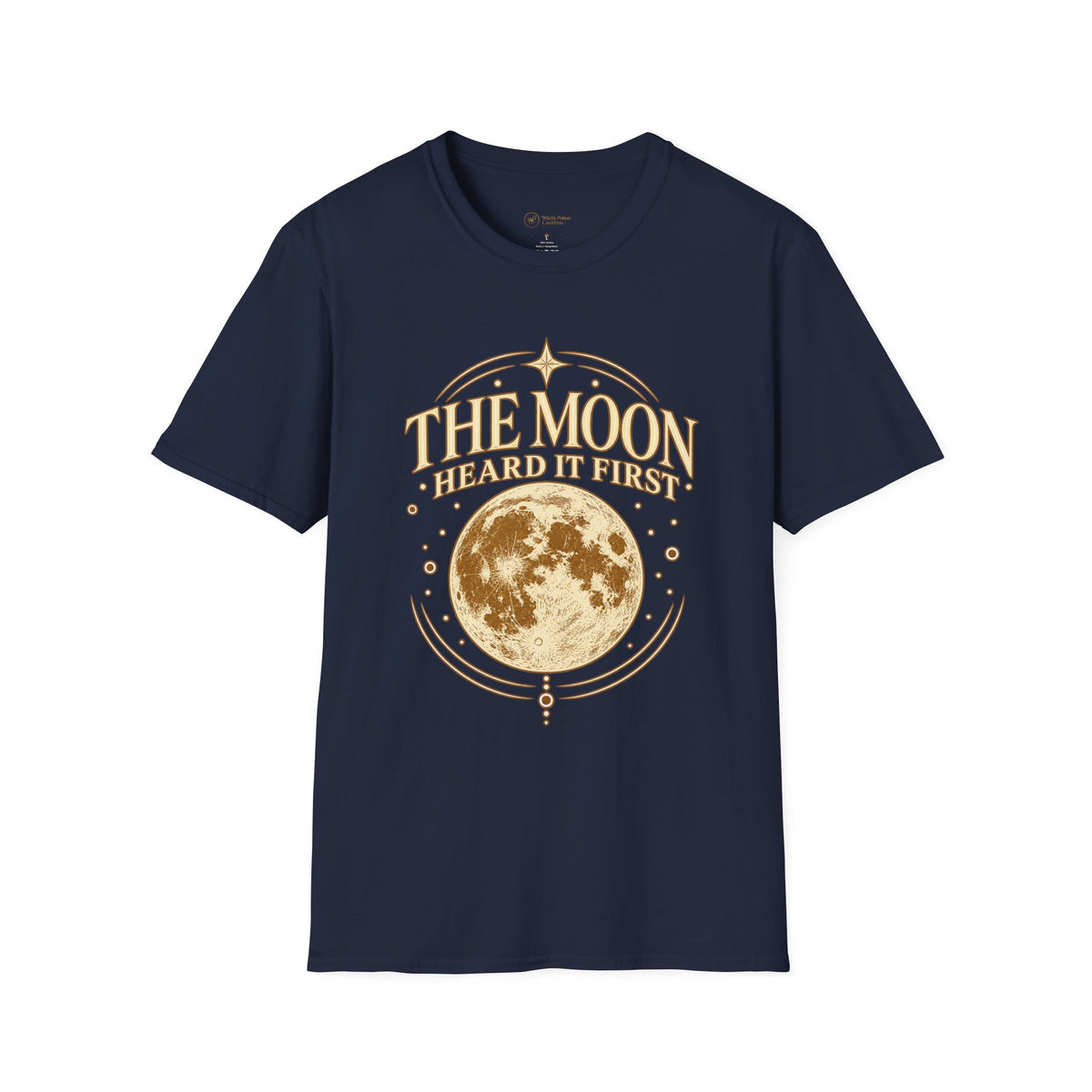 Black unisex T-shirt with full moon artwork